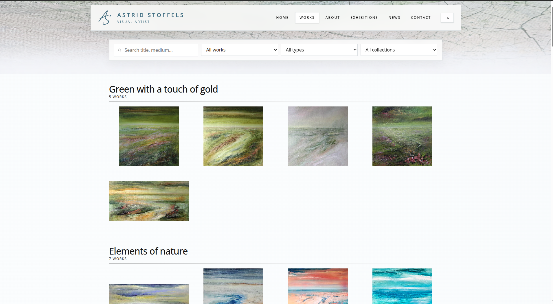 Artist website powered by PieceStamp