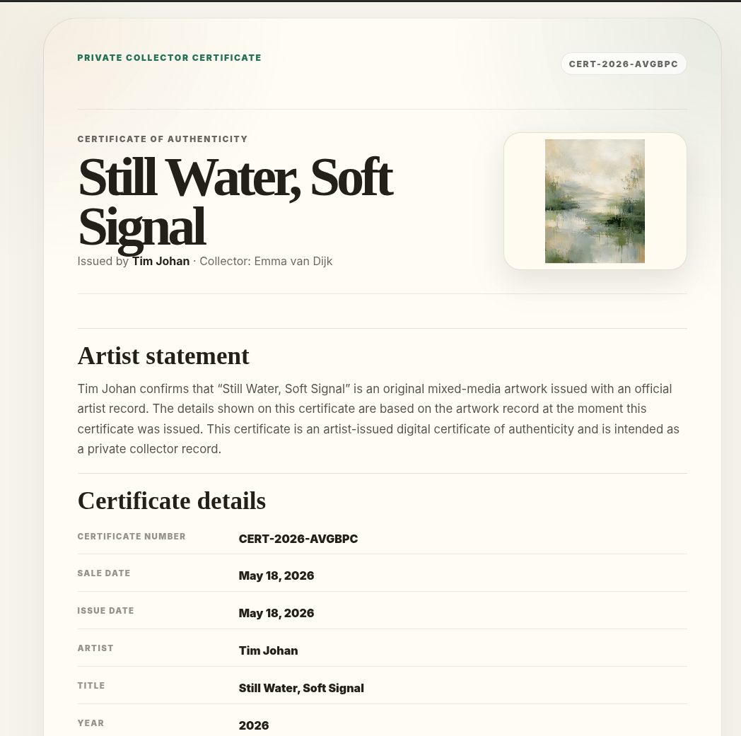PieceStamp certificate preview