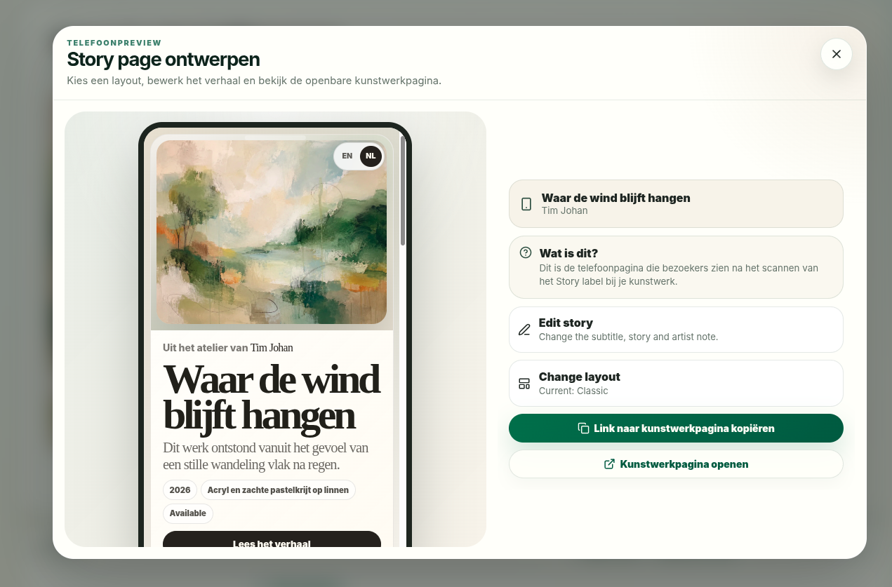 Ontwerp de publieke story page